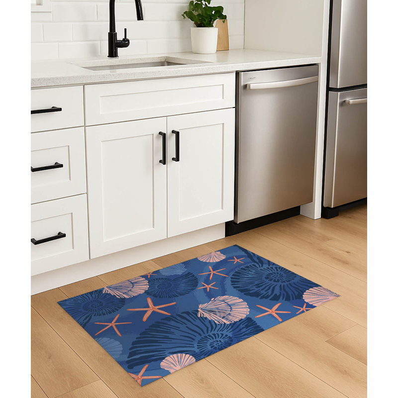 Tapis de cuisine antidérapant Starfish, Rectangulaire 3 pi x 5 pi, Marine