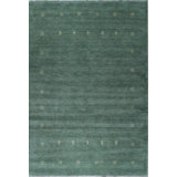 Green Hand-Knotted Wool Sparse Evergreen Motif Geometric Modern Contemporary Carpet Rug