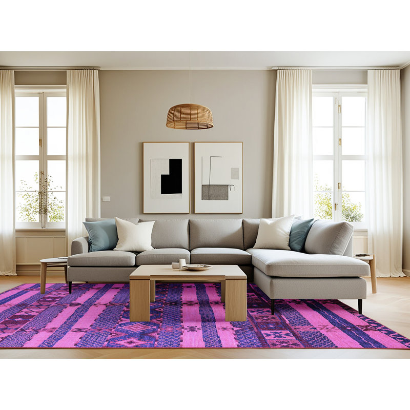 Washable Geometric Indoor Rug, Rectangle 8' x 12'