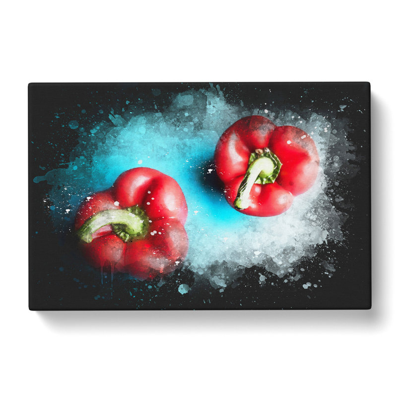 Two Red Bell Peppers - Wrapped Canvas, 60cm H x 91cm W x 4cm D