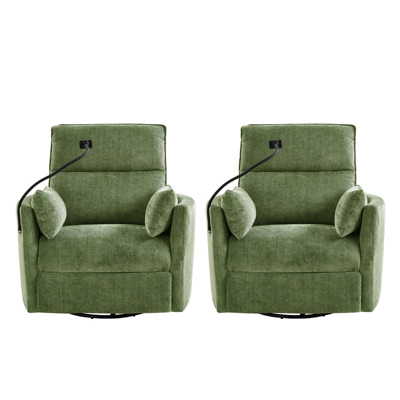 Myftar 38.5" W Power Swivel Recliner, Moss