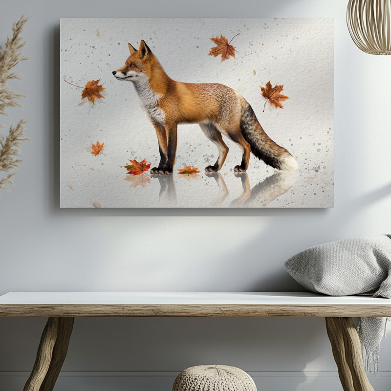 Toile «Un majestueux renard roux se dresse gracieusement avec sa tête tournée», mettant légèrement en valeur sa fourrure orange vibrante