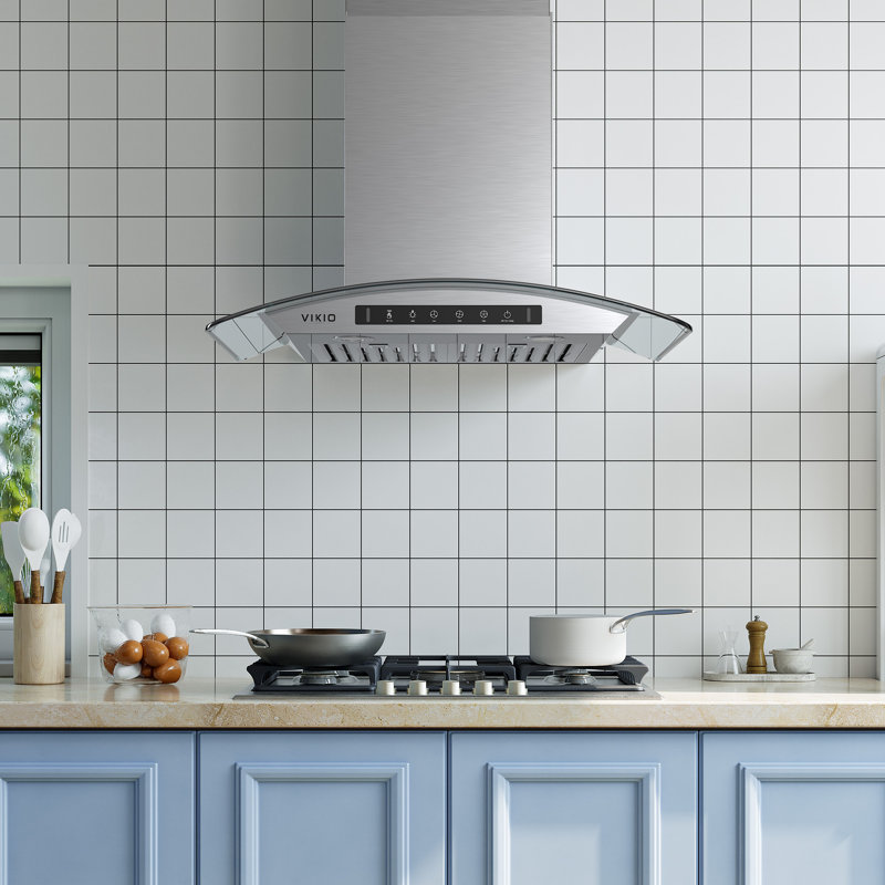 VIKIO 30" 600 CFM Ducted Wall Mount Range Hood in Stainless Steel with LED Lights, Baffle Filter and Gesture control