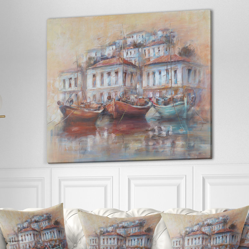 «Calm Sea with Boat», impression, H 30 po x l 40 po x P 1,5 po, Toile tendue