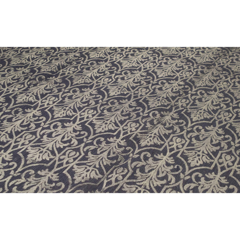 Damask Area Rug in Dark Blue