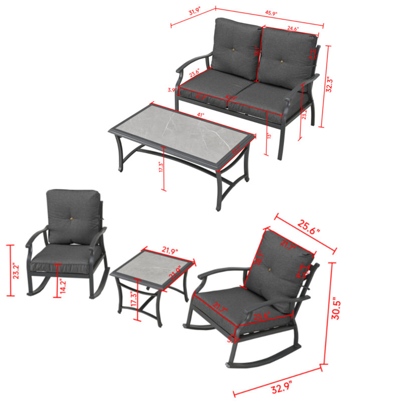 5-Piece conversation set, Dark Gray