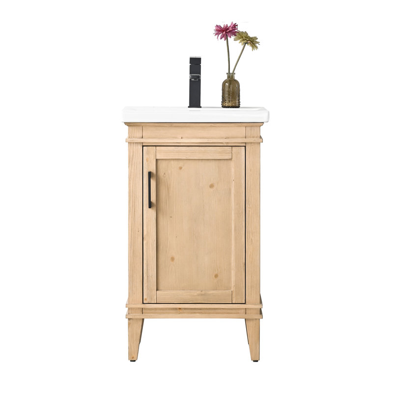 Ensemble de meuble-lavabo simple 20 po Reynaldo, Teck blanc