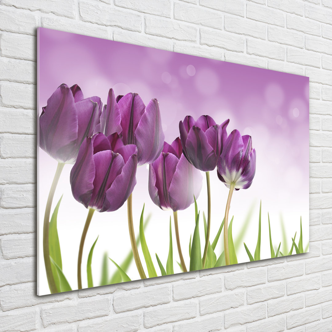 Glasbild Filet Tulpen