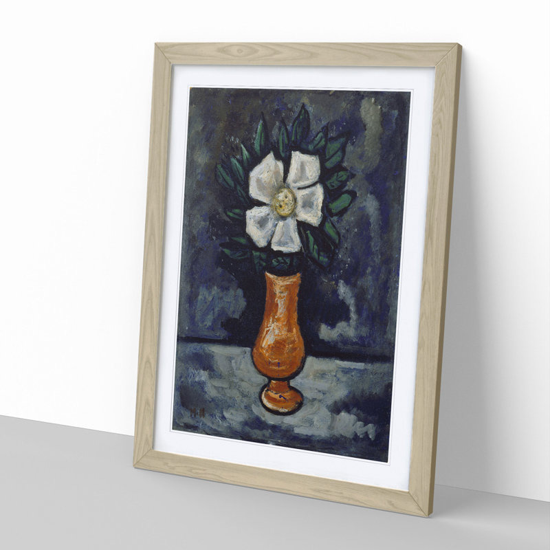 White Flower by Marsden Hartley - Picture Frame Painting, 65cm H x 48cm W x 2cm D, Oak