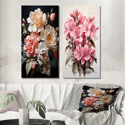 Fleurs de rhododendron orné Bliss - ensemble de 2 reproductions d'art mural en métal rhododendron