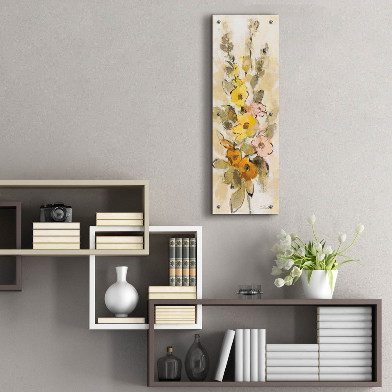  «Loose Bouquet Of Flowers 2 Light» par Silvia Vassileva, art mural en verre acrylique, 12 po x 36 po