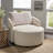 Doniphan Oversized Wale Corduroy Swivel Accent Chair With Furry Channel Pillow And Ottoman-1176534414