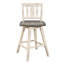 2 chaises de hauteur comptoir en bois d'hévéa massif, gris blanc, pivotant à 360 degrés, dossier à lattes verticales, 2 repas en bois d'hévéa rustique, 360 Spin
