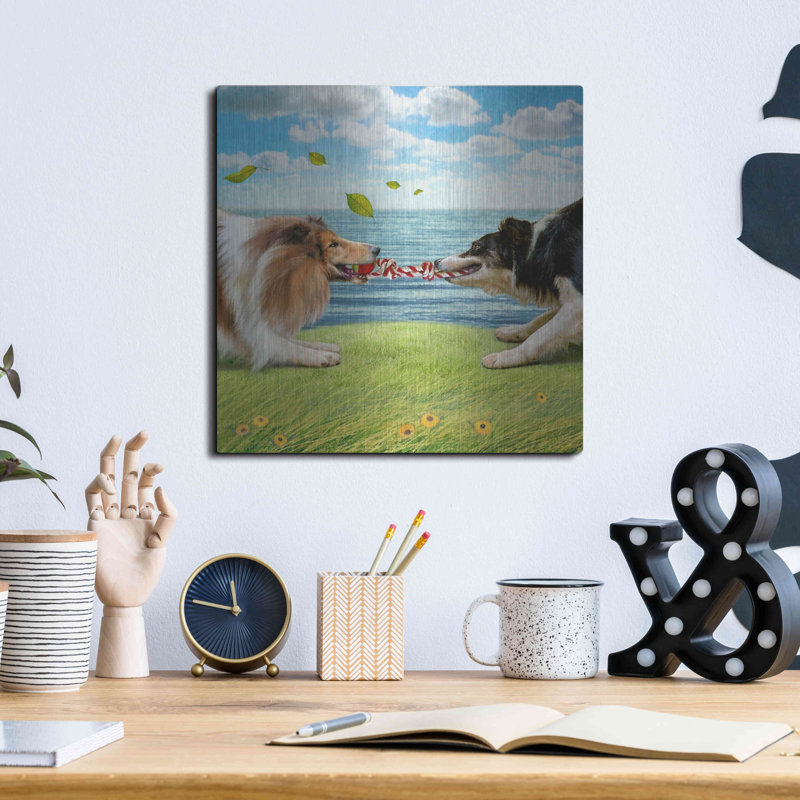 «Lark Manor ™« Five Of Air-Collies »par Dan Craig, art mural en métal, H 12 po x l 12 po