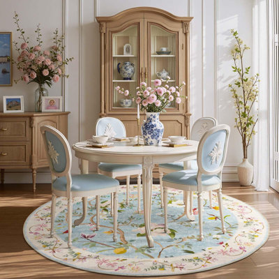 Chinoiserie Vintage Floral Rug Washable Non-slip