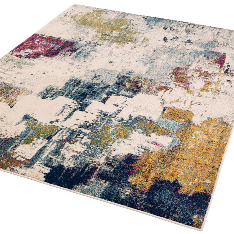 Ruddie Textured Distressed Polypropylene Area Rug - Artistic Living & Dining Room, Rectangle 120 x 170 cm