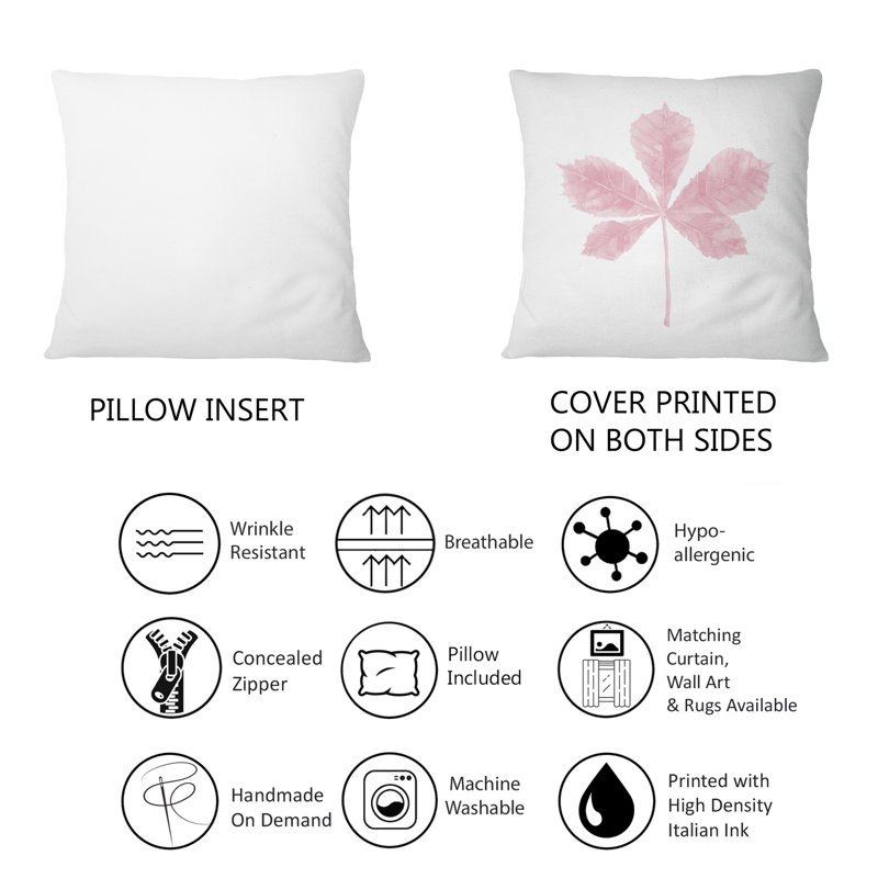 Coussin à une seule feuille d'arbre rose - imprimé traditionnel