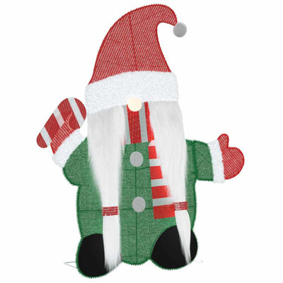  Lighted Gnome Warm White 64 X 71 Cm Tinsel Fabric