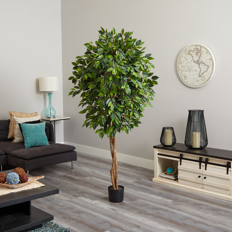 Arbre de ficus artificiel en pot de fleurs, H 78 po x l 12 po x P 12 po