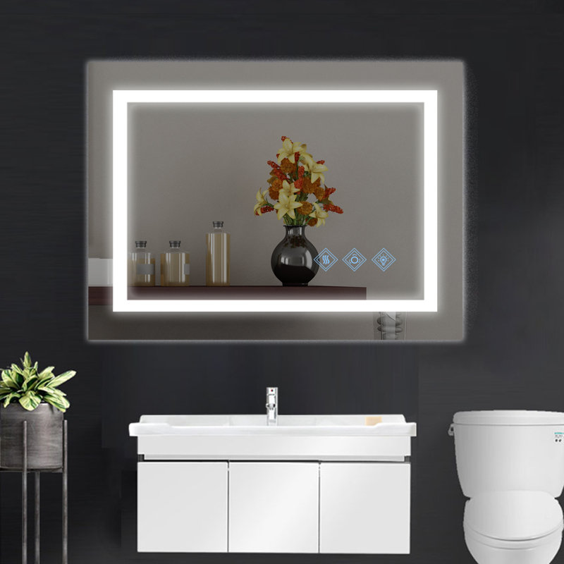 Miroir de salle de bain à DEL, à intensité variable, avant et rétroéclairé, 3 lumières changeantes, miroir mural antibuée | Idée de cadeau