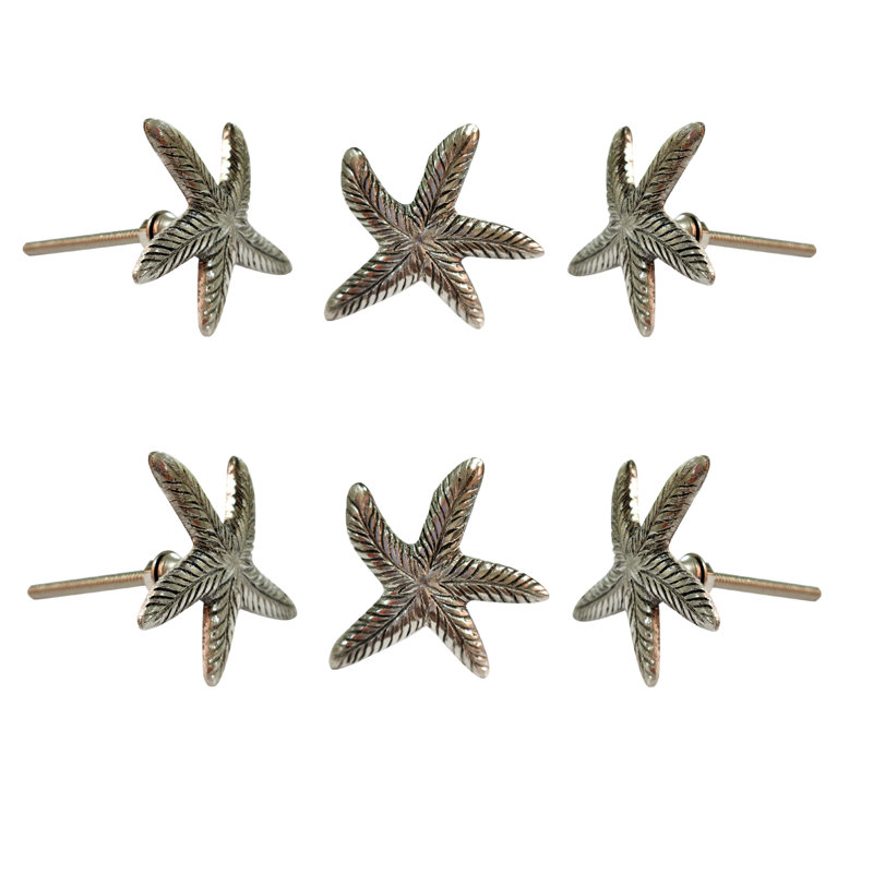 Paquet de boutons de fantaisie 1,57 "Starfish, Chrome