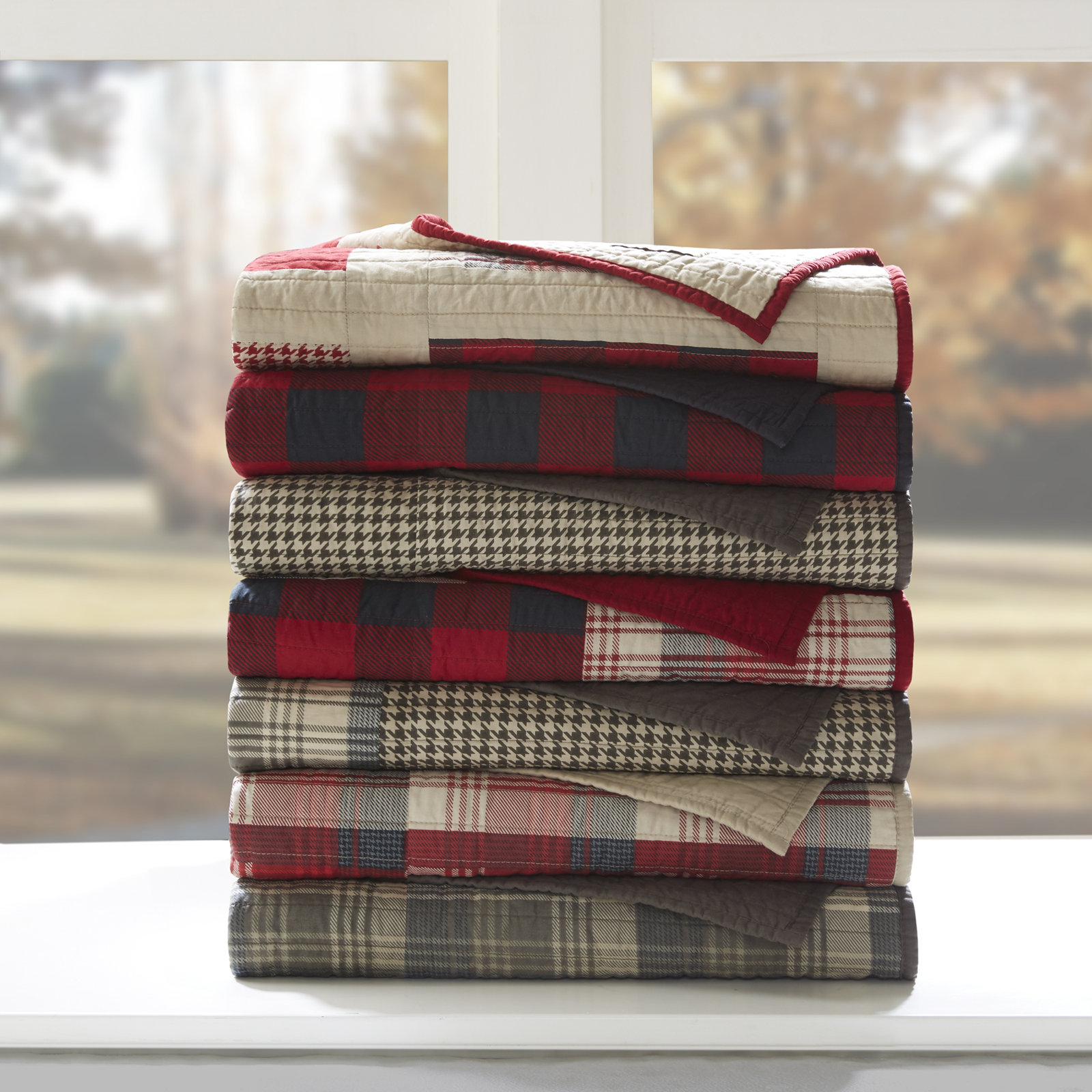 Woolrich Winter Hills Quilted Throw Blanket, Tan Plaid