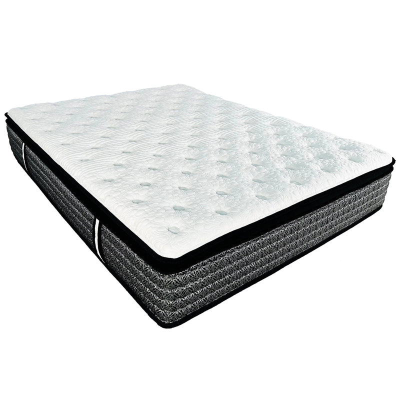 Matelas, grand lit de 14 po, mousse de gel et ressorts ensachés, plateau-coussin pour une nuit de détente, conception grand lit avec mousse à mémoire de forme, soutien supplémentaire, maintien d'une température optimale