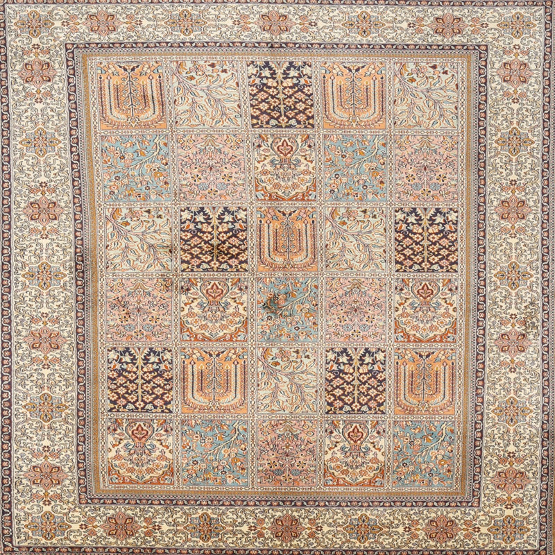 Tapis traditionnel gris / beige Northside, Rond 8 pi