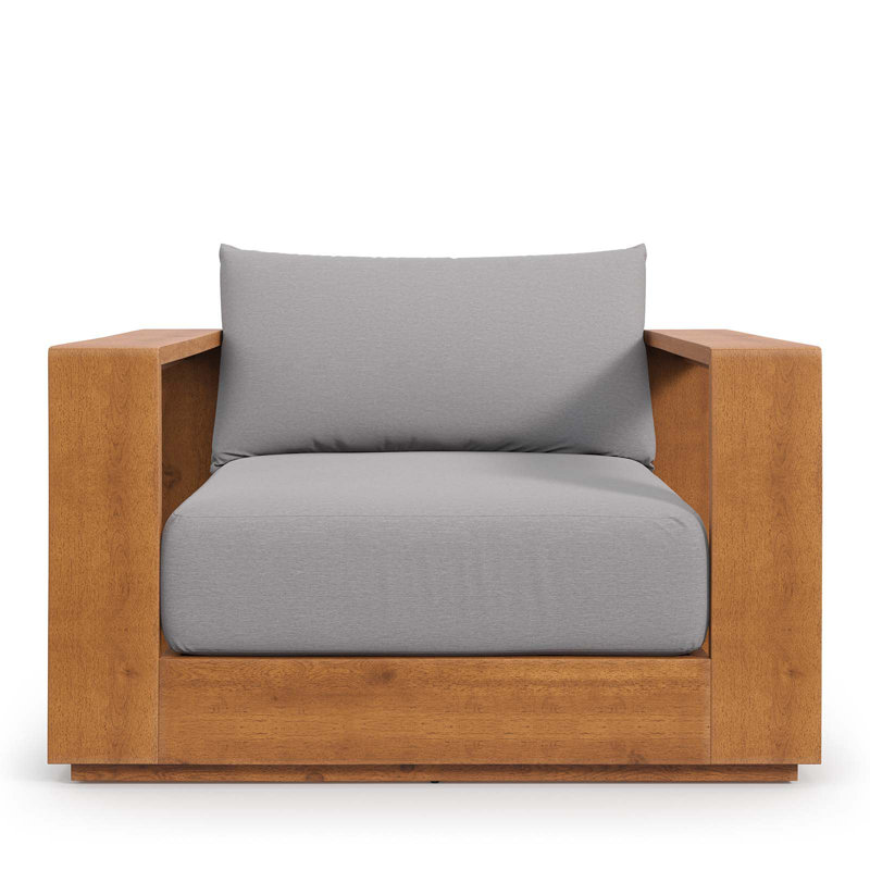 Tahoe Outdoor Patio Acacia Wood Chair In Natural Light Gray