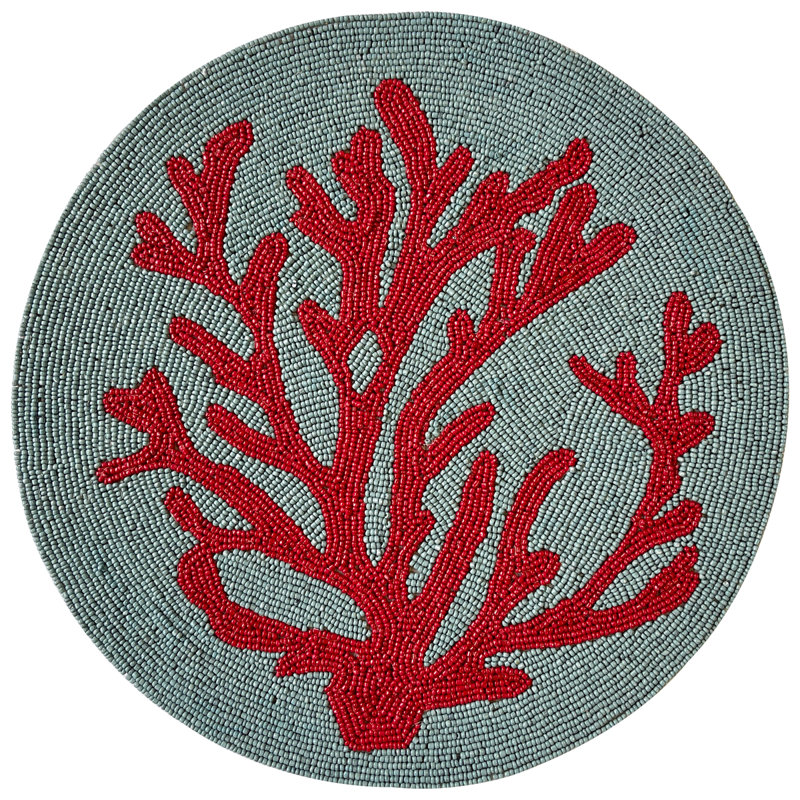 Ensemble de 2 napperons 14 po Cloverly, Gris / rouge