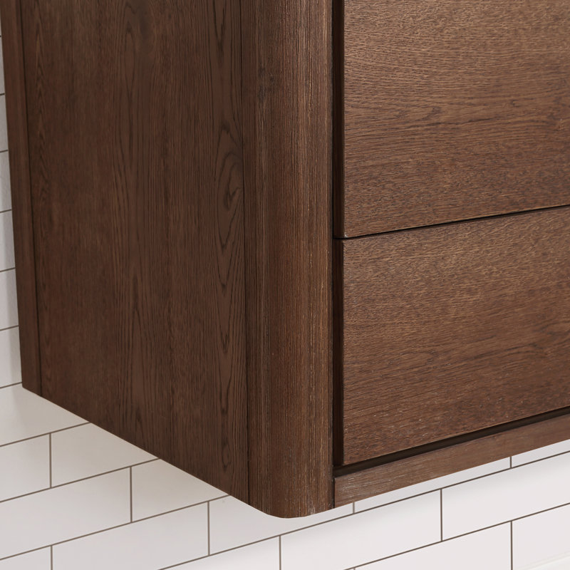 Meuble-lavabo double 60 po avec plateau Cristo, Chêne brun foncé