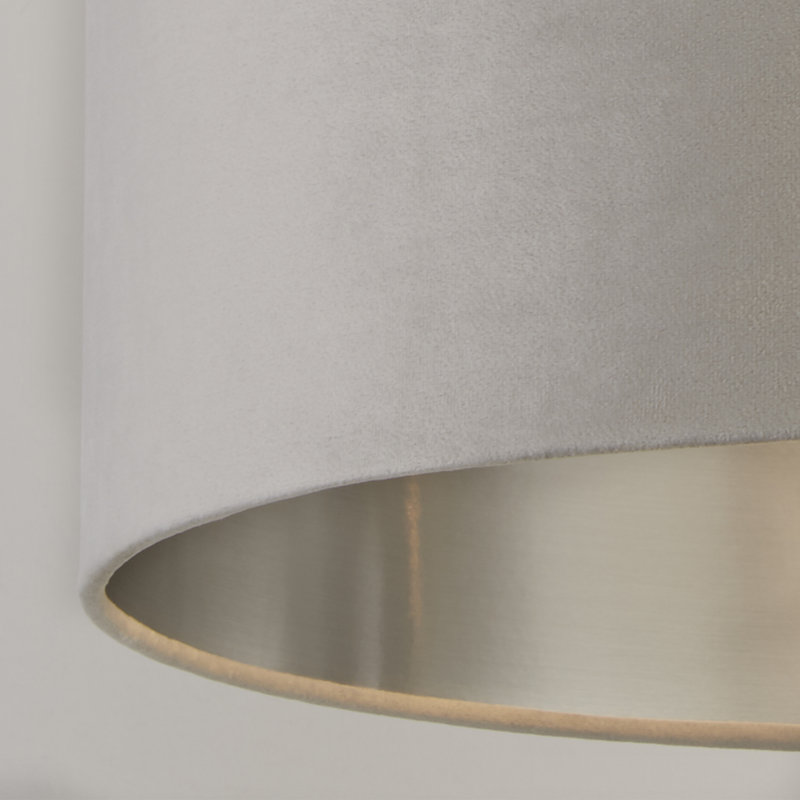 Velvet, Plastic And Mild Steel Traditional, Light Grey/Brushed Silver, 26 cm H x 45 cm W x 45cm D