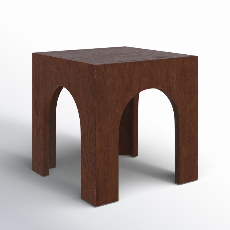 Metinaro Solid Wood End Table, Brown/Brown Oak