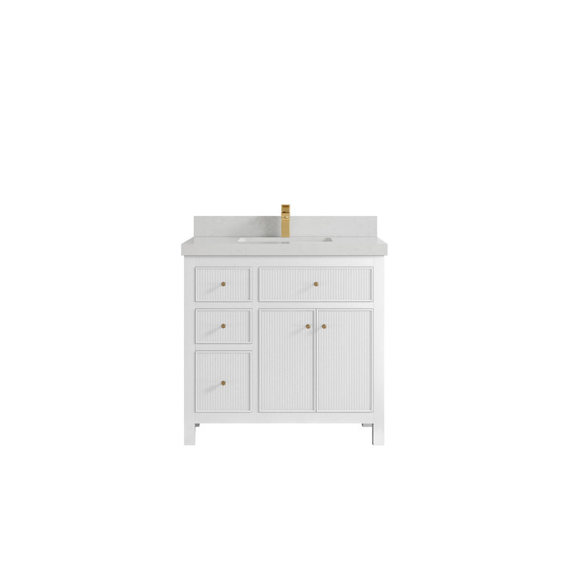 Ensemble de meuble-lavabo simple 36 po Curtis, Blanc, Blanc