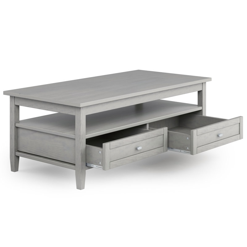 Fog Gray Solid Wood Coffee Table with Storage