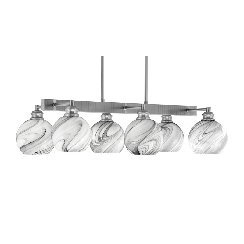 Edge 6 Light Bar With 5.75" Glass, Brushed Nickel