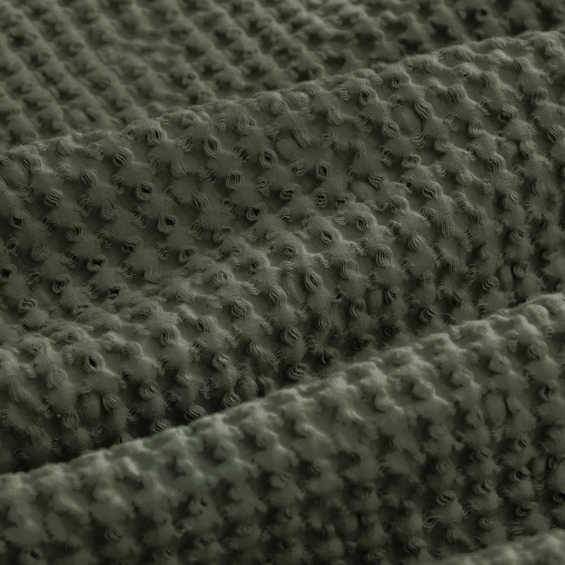 Essential Collection 100% Cotton Waffle Weave Duvet Cover Set, Queen Duvet Cover + 2 Standard Shams, Olive Green