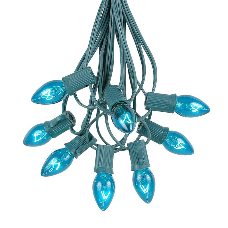Lampe de noël 25 lumières de chaîne, Bleu sarcelle, 25, 84"