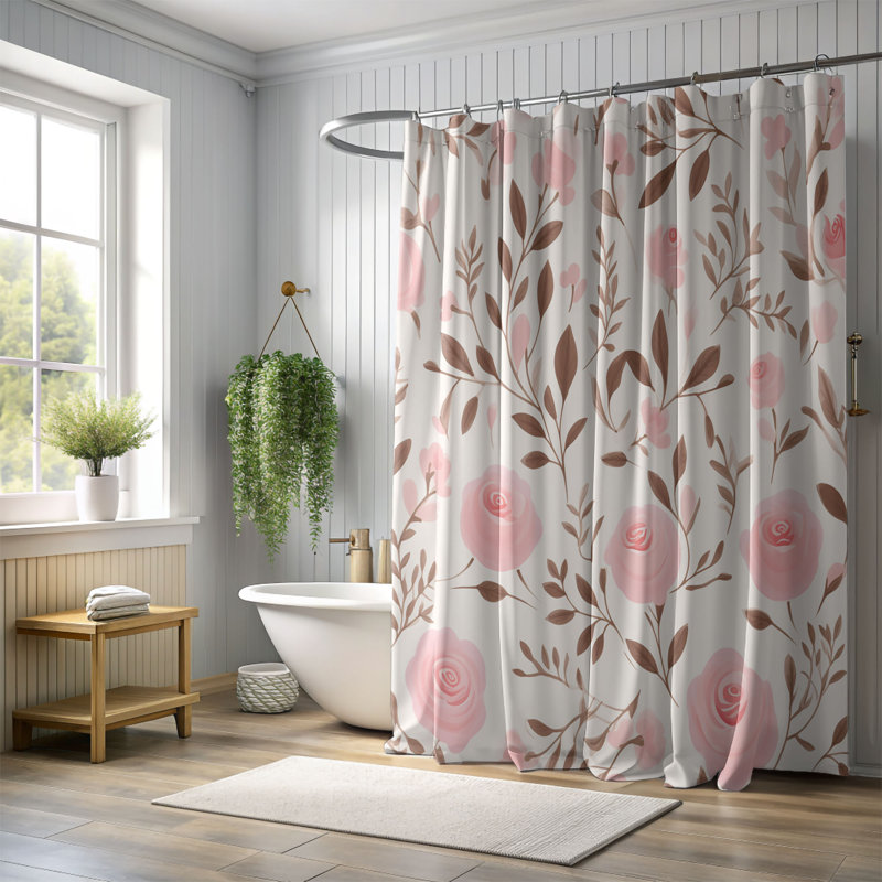 Rideau de douche 1 pièce Rose Glow, H 74 po x l 71 po