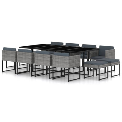 Rectangular 12 - Person Dining Set with Cushions