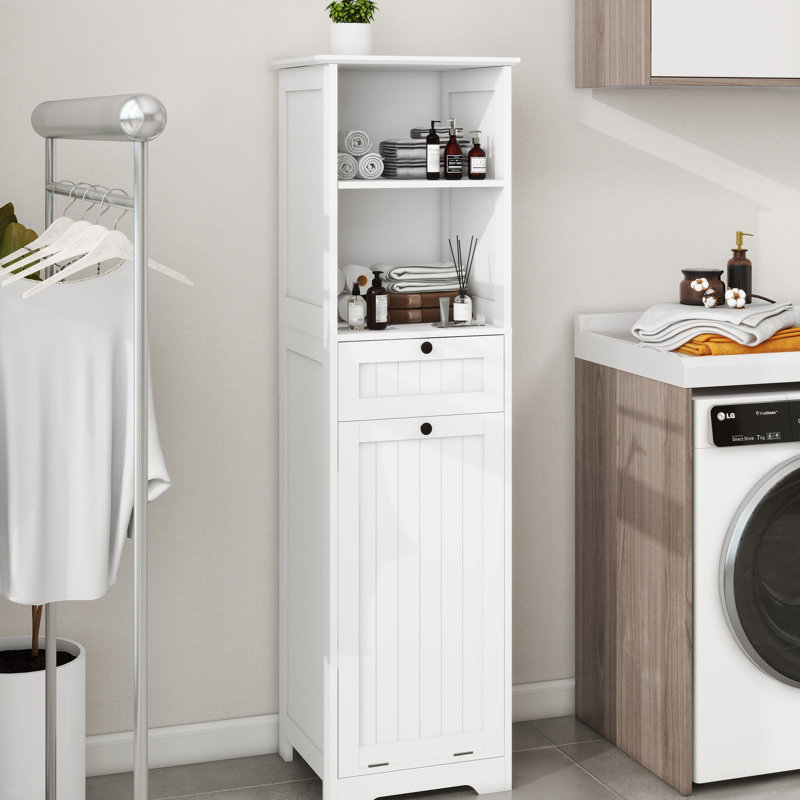 Tilt-out Laundry Sorter Cabinet In White - One Compartment, Drawer, Built With E1 And Painted For A Stylish Storage Solution Made Surface Longevity