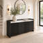 70" Modern Fluted Sideboard Cabinet with Faux Marble Top, Black Buffet Cabinet with Storage, 4 Door Credenza Console Table for Dining Room, Living Room, Entryway, Hallway