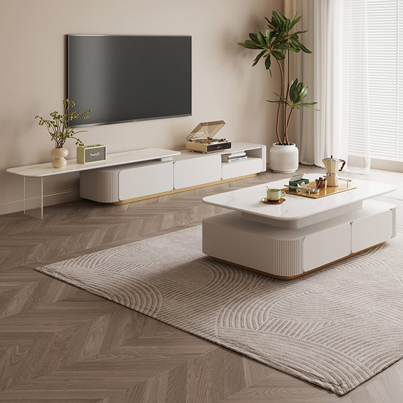 Meuble télé de style crème avec table basse