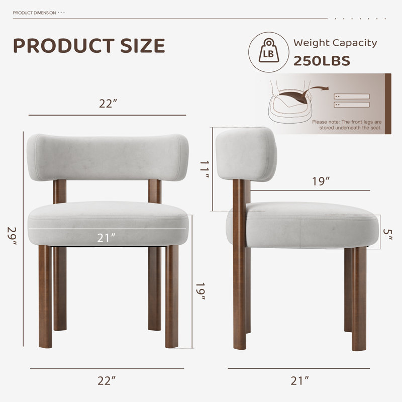 Chaise d'appoint rembourrée en bois massif, White