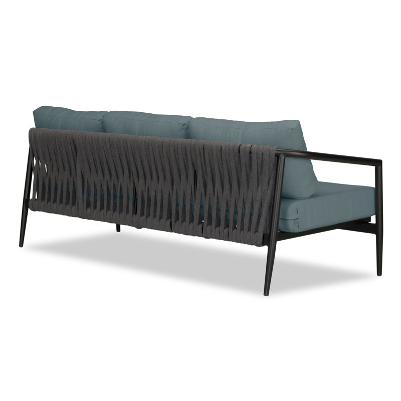 Outdoor 3 - Seat Patio Sofa, Black, Spectrum Indigo Sunbrella®