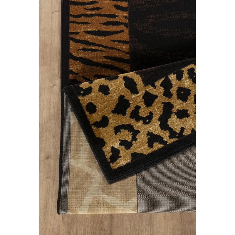 Tribes GC_YLS4013 Black 5 Ft. 3 In. X 7 Ft. 3 In. Animal Print Area Rug, Rectangle 5'3" x 7'3"