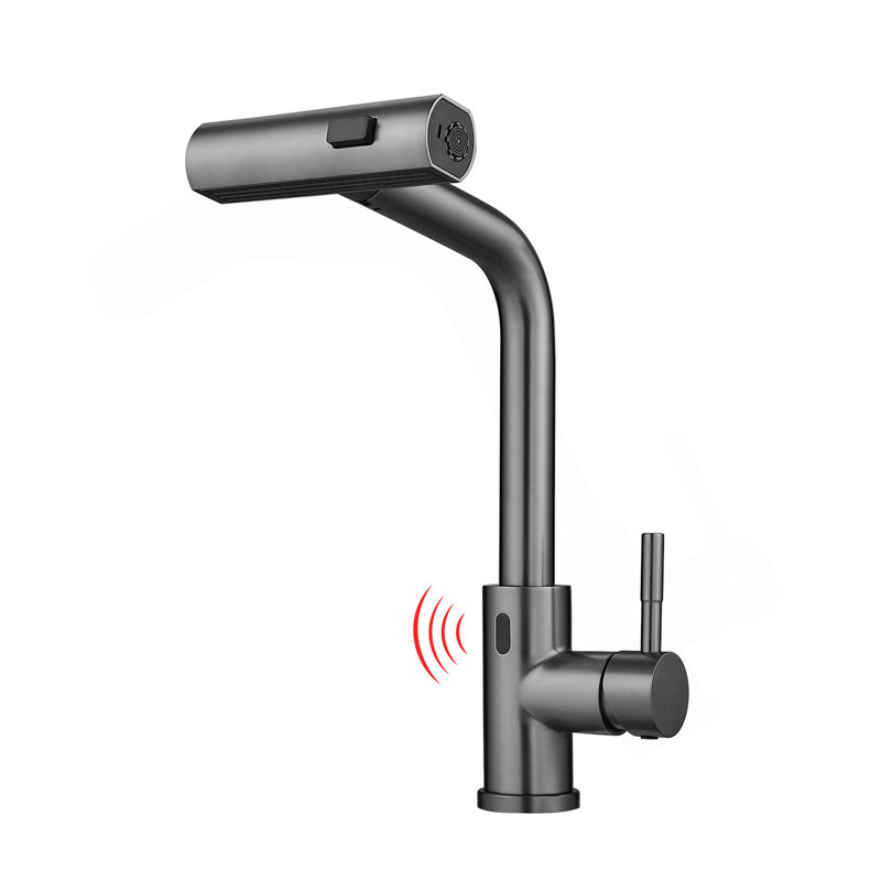Touchless Kitchen Faucet, Hands Free Automatic Smart Kitchen Faucet, Stainless Steel Touchless Kitchen Faucet, Gun Ash