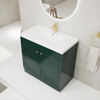 Meuble-lavabo autoportant avec lavabo en résine