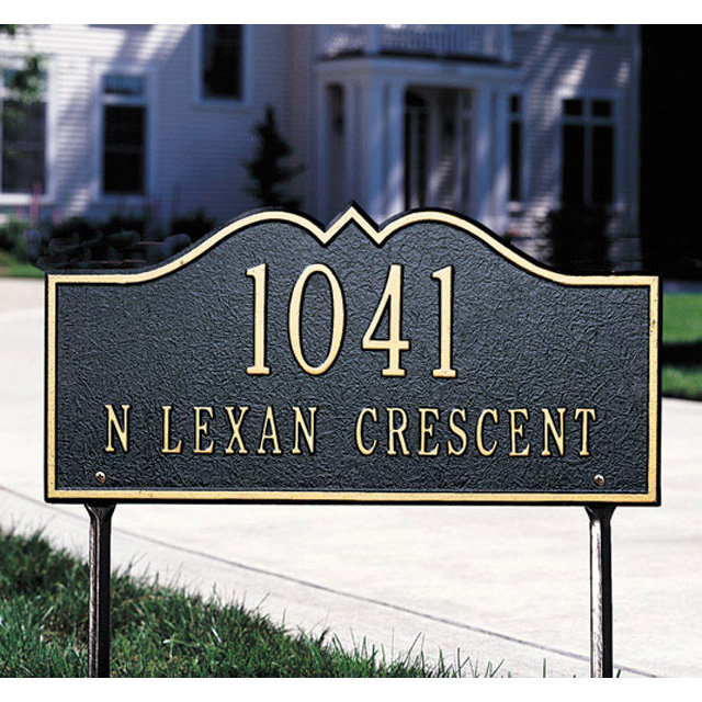 Plaque d'adresse sur 2 lignes Hillsboro, Cuivre antique, Oui