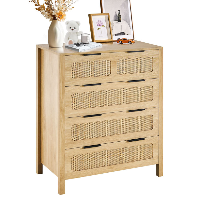 Commode 4 tiroirs en rotin naturel H 35,43 po x l 29,53 po x P 15,75 po 4 pièces